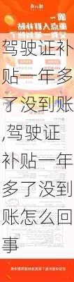 驾驶证补贴一年多了没到账,驾驶证补贴一年多了没到账怎么回事