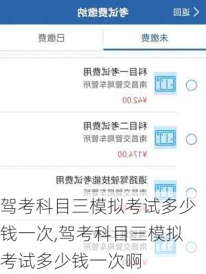 驾考科目三模拟考试多少钱一次,驾考科目三模拟考试多少钱一次啊