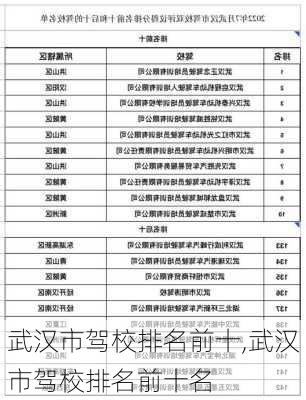 武汉市驾校排名前十,武汉市驾校排名前十名