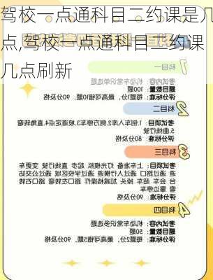 驾校一点通科目二约课是几点,驾校一点通科目二约课几点刷新