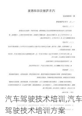 汽车驾驶技术培训,汽车驾驶技术培训方案