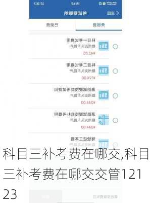 科目三补考费在哪交,科目三补考费在哪交交管12123