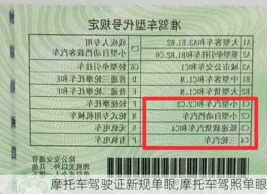 摩托车驾驶证新规单眼,摩托车驾照单眼