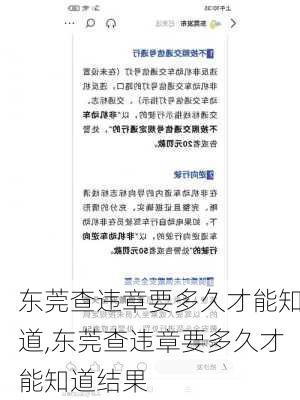 东莞查违章要多久才能知道,东莞查违章要多久才能知道结果