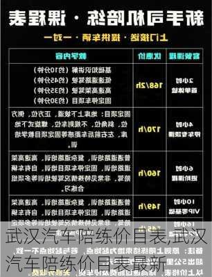 武汉汽车陪练价目表,武汉汽车陪练价目表最新
