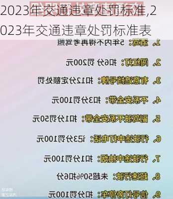 2023年交通违章处罚标准,2023年交通违章处罚标准表