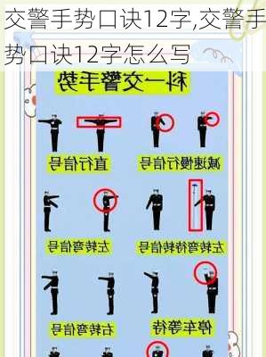交警手势口诀12字,交警手势口诀12字怎么写