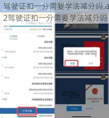 驾驶证扣一分需要学法减分吗,a2驾驶证扣一分需要学法减分吗