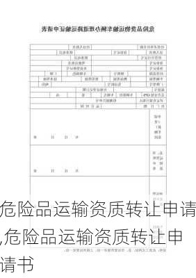 危险品运输资质转让申请,危险品运输资质转让申请书