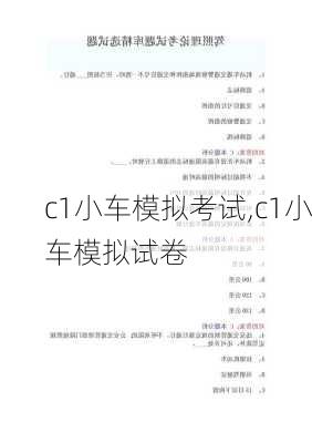 c1小车模拟考试,c1小车模拟试卷