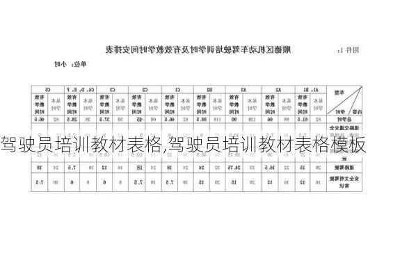 驾驶员培训教材表格,驾驶员培训教材表格模板