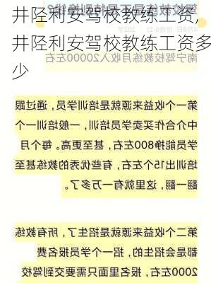 井陉利安驾校教练工资,井陉利安驾校教练工资多少