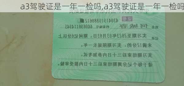 a3驾驶证是一年一检吗,a3驾驶证是一年一检吗