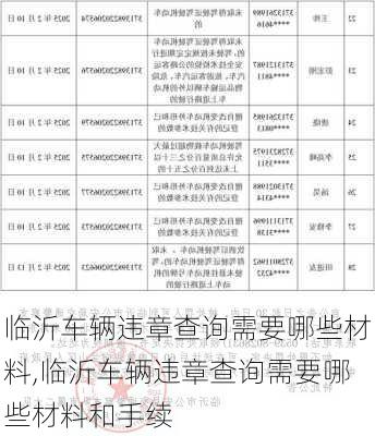 临沂车辆违章查询需要哪些材料,临沂车辆违章查询需要哪些材料和手续