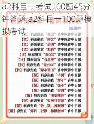 a2科目一考试100题45分钟答题,a2科目一100题模拟考试
