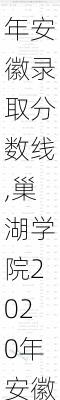 巢湖学院2020年安徽录取分数线,巢湖学院2020年安徽录取分数线是多少