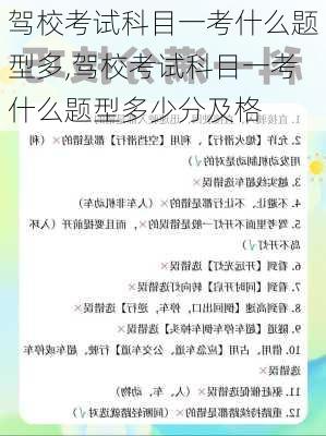 驾校考试科目一考什么题型多,驾校考试科目一考什么题型多少分及格
