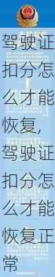 驾驶证扣分怎么才能恢复,驾驶证扣分怎么才能恢复正常